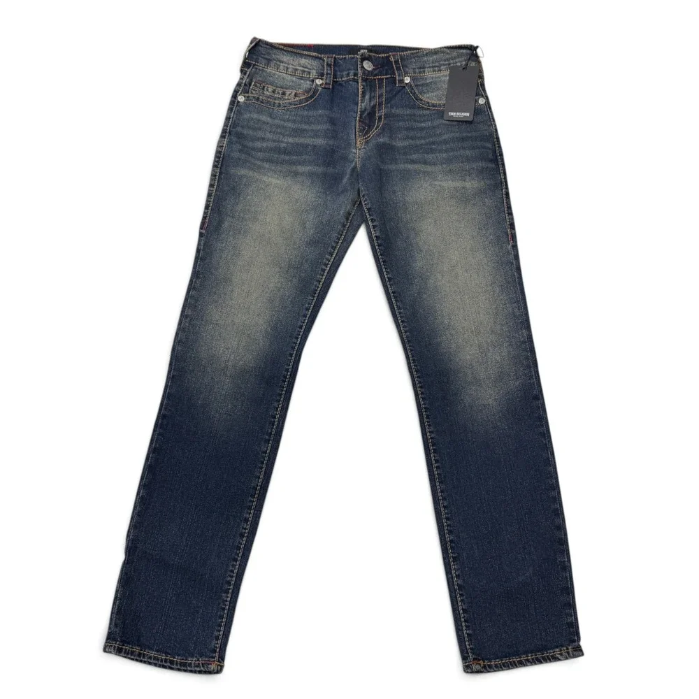 True Religion Geno Big T Slim Jeans Mens 30 x 32 Medium Bonechill Wash NWT